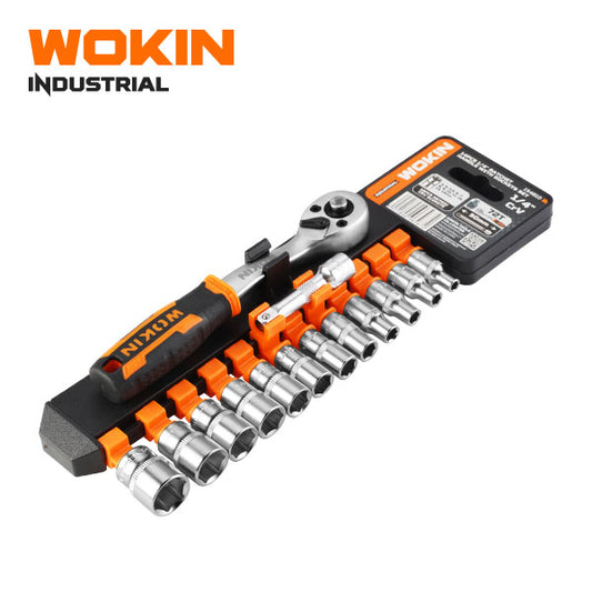 WOKIN 14PCS 1/4" RATCHET HANDLE WITH SOCKETS SET 1/4"